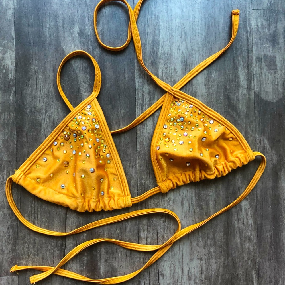 Bedazzled American Apparel Gold Bikini Top M